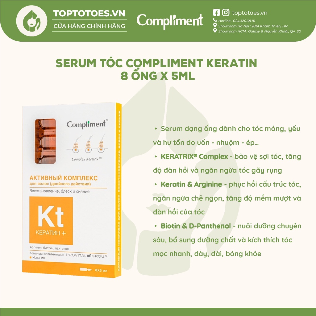 Xịt & Serum tóc Compliment Selen, Keratin, ZinC phục hồi, giảm rụng, kích mọc tóc, giảm gàu ngứa