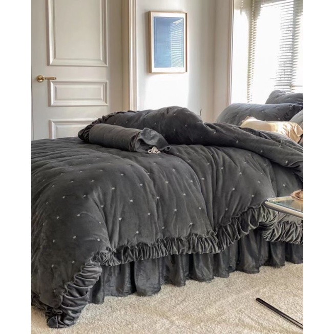 BỘ CHĂN GA GỐI  NỈ NHUNG CAO CẤP GA PHỦ 5 MÓN PHONG CÁCH HÀN QUỐC