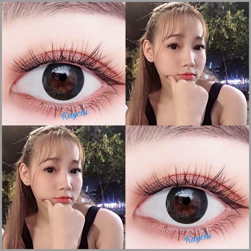 Lens mắt đen - kính áp tròng đen giãn tròng chỉ có 0 độ sử dụng 12 tháng