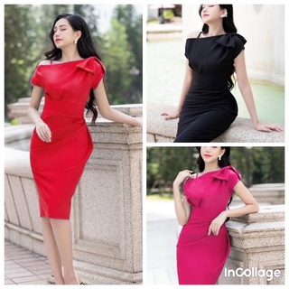 ĐẦM BODY VAI NƠ MỘT DÂY CAO CẤP KÈM ẢNH THẬT TẶNG KÈM HOA TAI THỜI TRANG