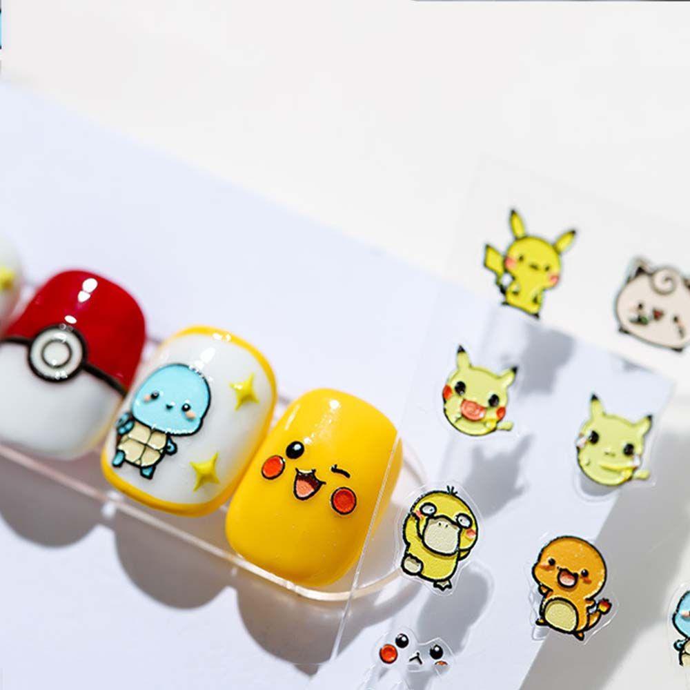 Lilyes Miếng Dán Trang Trí Móng Tay Nghệ Thuật Dập Nổi Hình Pikachu Hoạt Hình Nhật Bản DIY 5D