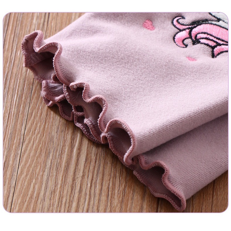 Quần legging cotton nỉ thu đông hãng Mamdadkid cho bé gái thêu ngựa Pony