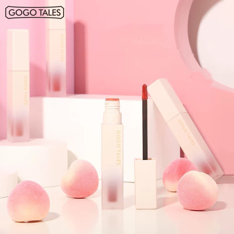 GOGO TALES – Son kem đào lì mềm môi White Tube Glossy Lip Glaze