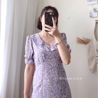Váy hoa cổ V bèo
