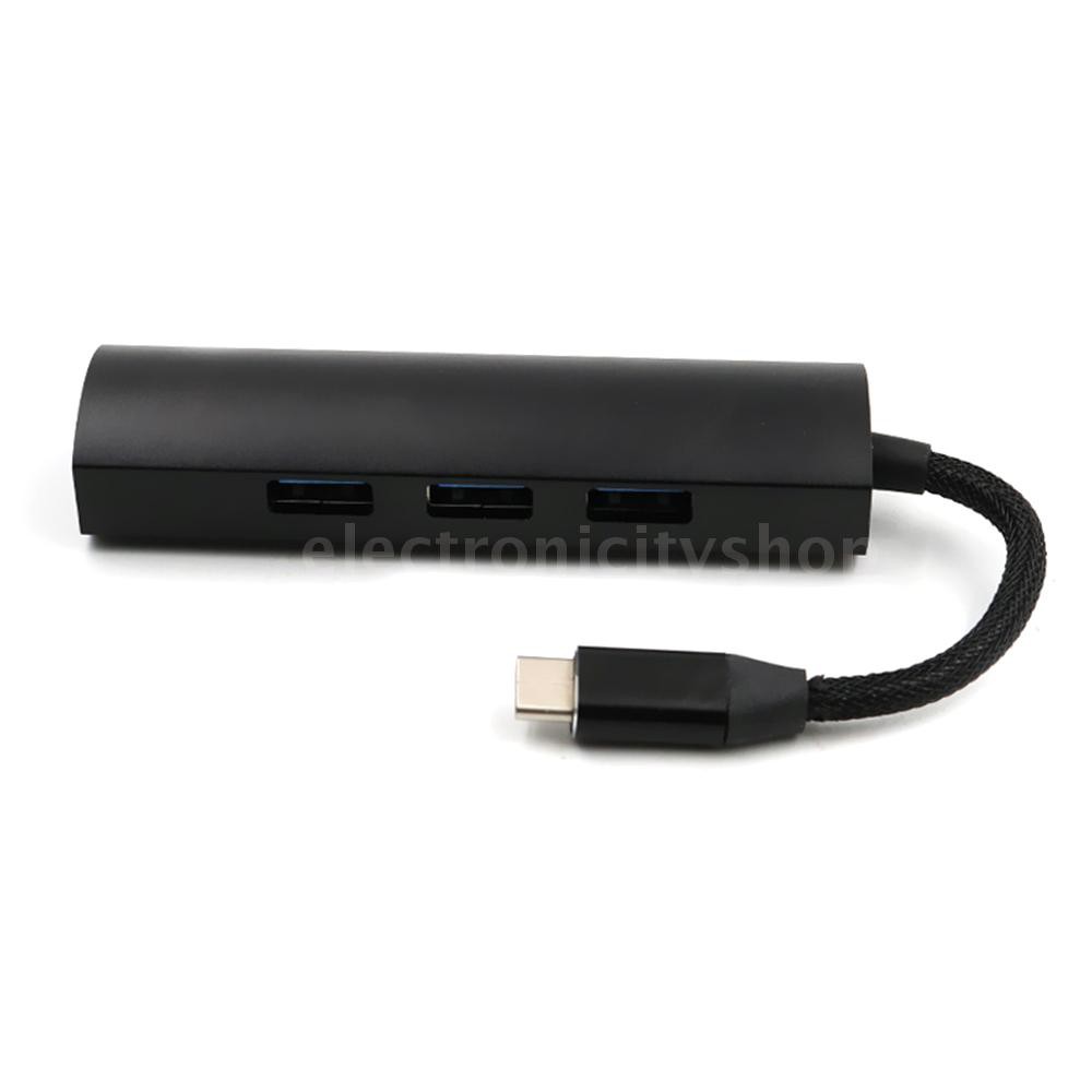 Bộ Chia 4 Cổng Usb 5gbps Tốc Độ Cao Cho Laptop / Máy Tính Bảng / Điện Thoại / Máy Tính Bảng Cổng Type-C Sang Usb 3.0 Đen