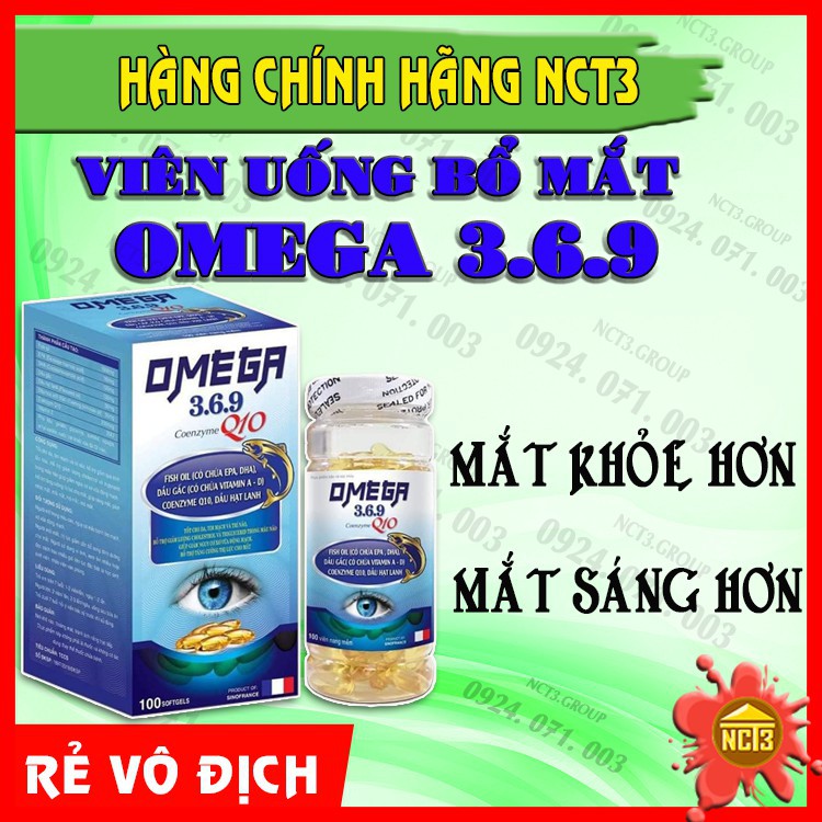 DẦU CÁ OMEGA 3.6.9 Bổ não Sáng mắt, Khỏe Tim Mạch (100 viên) ( Hàng chính hãng công ty NCT3 )