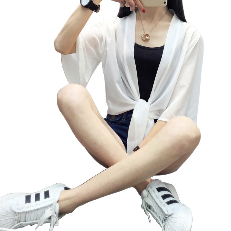 Áo khoác kimono voan trơn