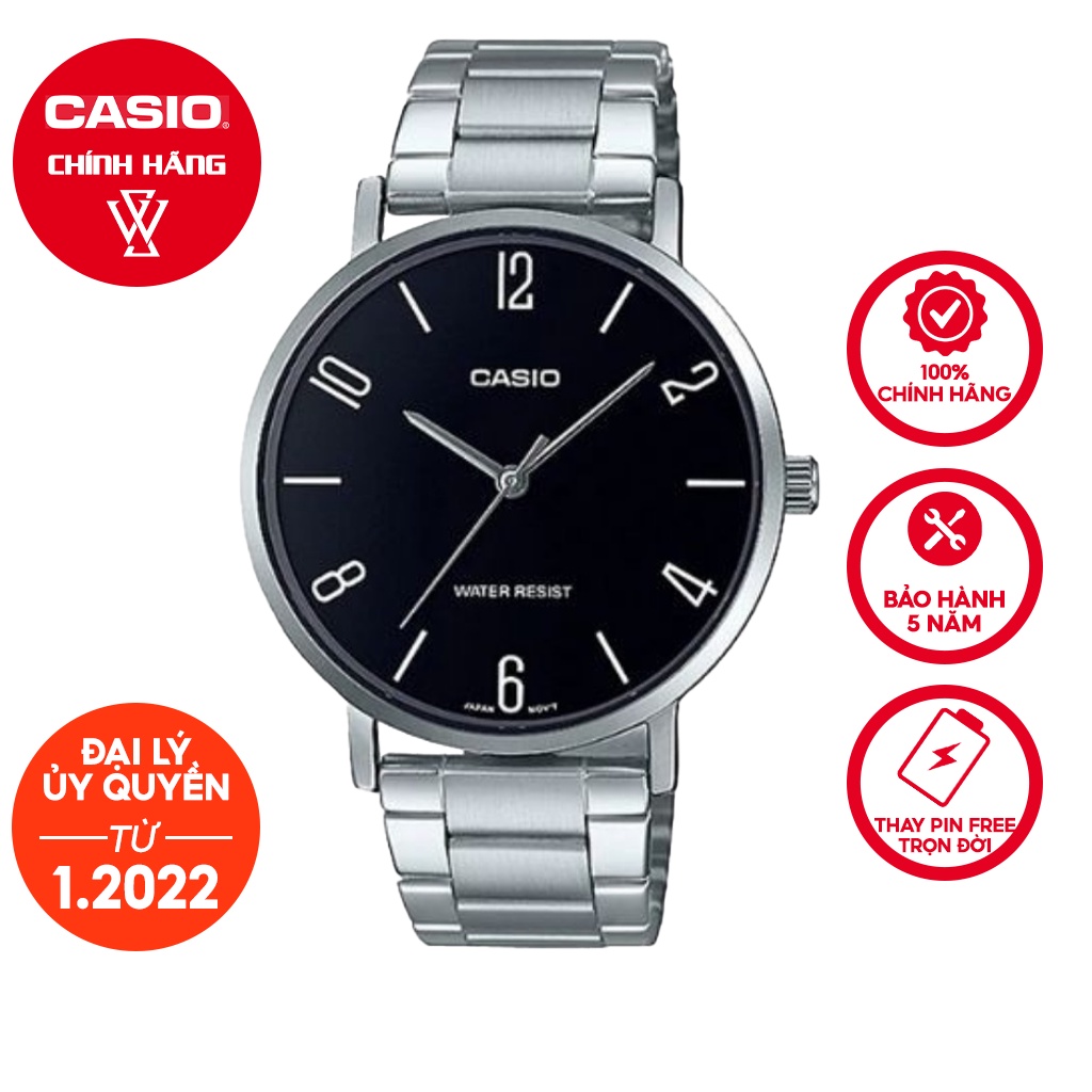 Đồng Hồ Quartz Nam Casio WATCHSTORE MTP-VT01D-1B2UDF Thiết Kế Mặt Kính Khoáng 40mm, Dây Kim Loại Và Vỏ Thép Không Gỉ
