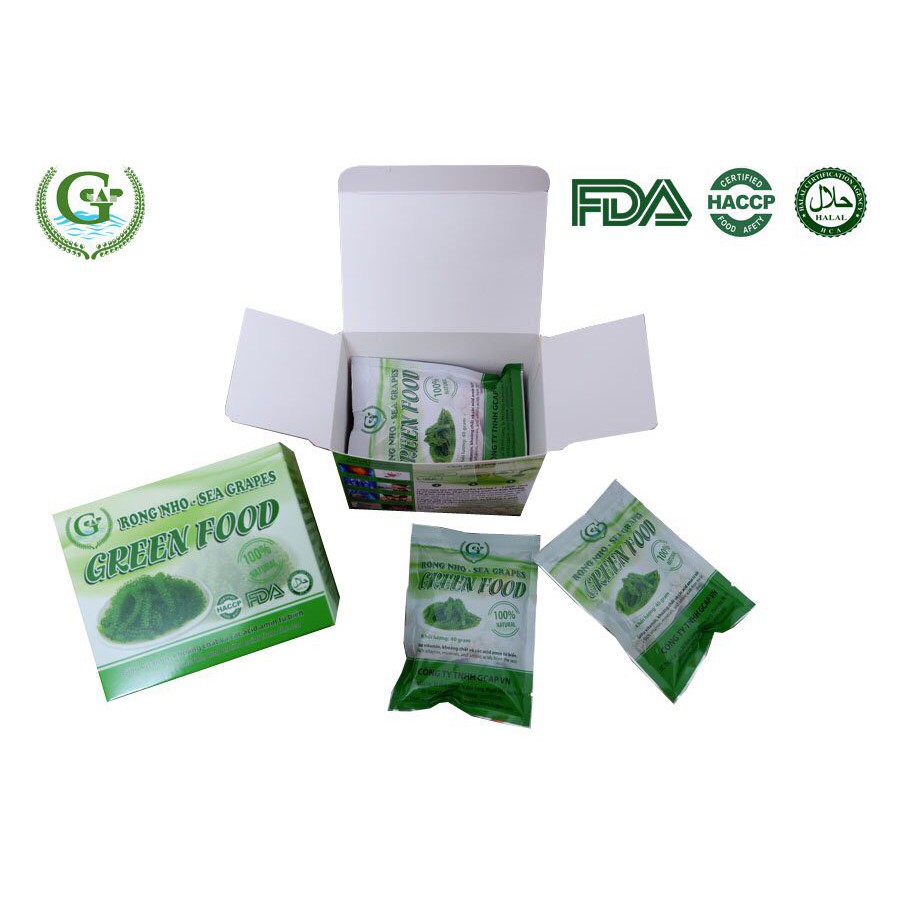 Bán sỉ 5 Hộp Rong nho Tách nước Green Food 100% Natural - Hộp 200gr  Hàng Công Ty Check Thông Tin Qua Mã Vạch