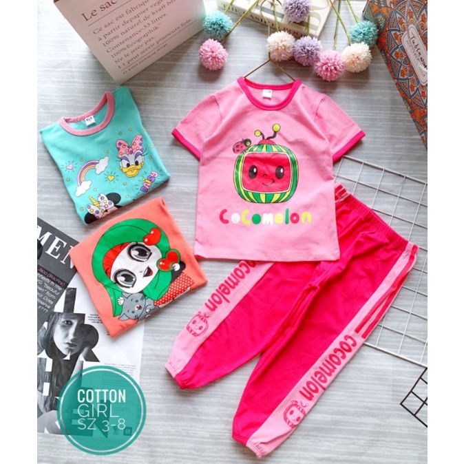 Bộ Bé Gái Áo Cộc Tay Quần Dài Cotton Xuất Khẩu 10-22kg