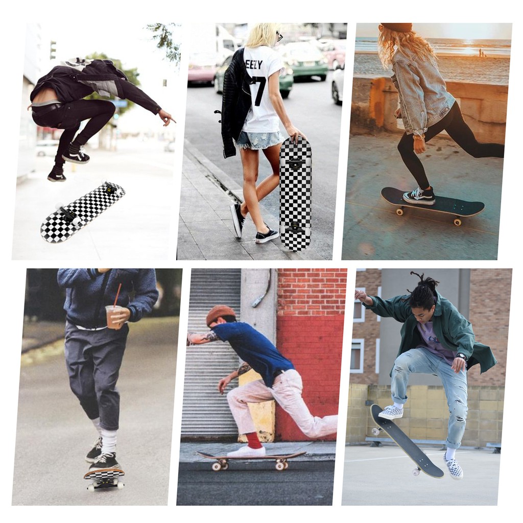 Ván trượt Skateboard Caro VansZ - Tặng Kèm Túi Đựng, Băng Đô Thể Thao