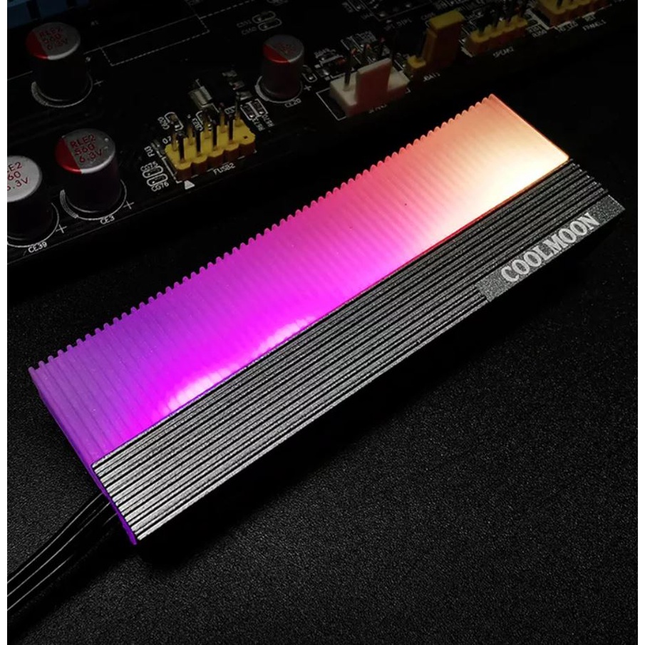 Tản nhiệt SSD M2 2280 kèm LED ARGB Coolmoon Sync mainboard hoặc Coolmoon hub