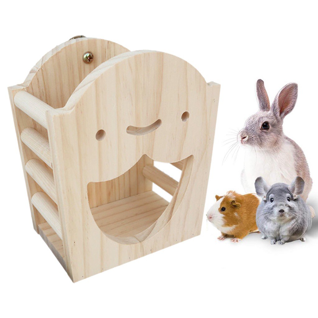 Hộp Đựng Thức Ăn Bằng Gỗ Hình Thỏ Dễ Thương Cho Hamster Guinea Hay Nuôi 1