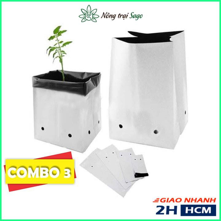 [COMBO 3 TÚI] Túi Nhựa Trồng Cây Tiện Dụng, Độ Bền Cao, Chịu Nhiệt Tốt - Nông Trại Sago