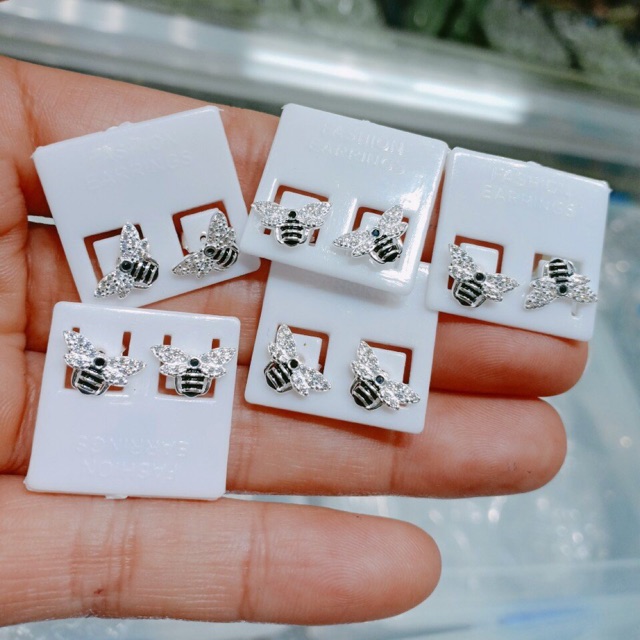 Khuyên tai hình con ong bạc ta cao cấp