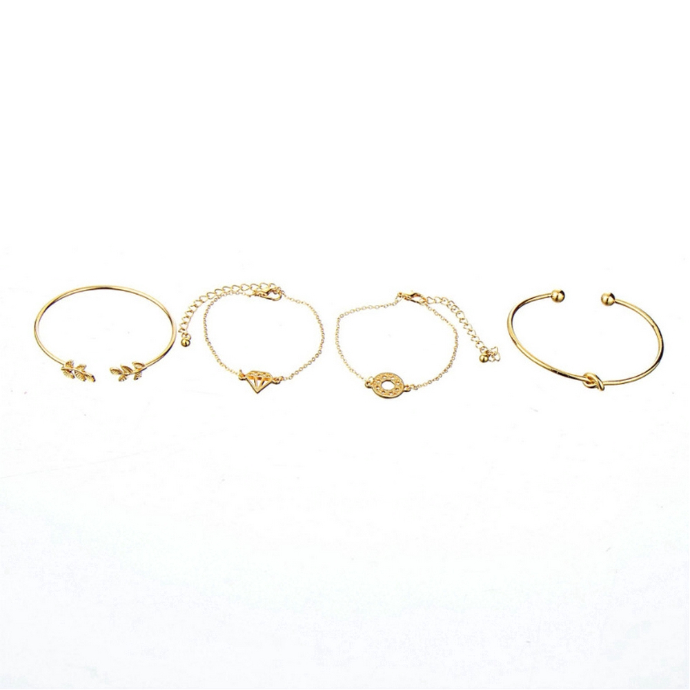 [Mã FAMAYFA giảm 10K đơn 50K] fashion woman 4pcs/set boho Vintage leaves Rhinestone Hollow elegant Bracelet jewelry set | BigBuy360 - bigbuy360.vn