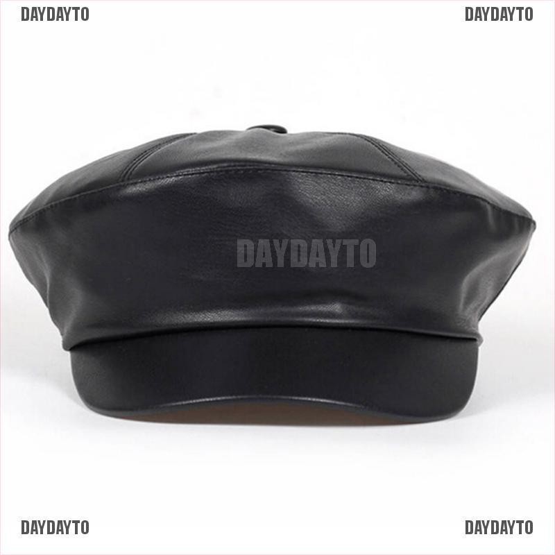 Nón Beret Da PU Thời Trang Pháp Cho Nữ