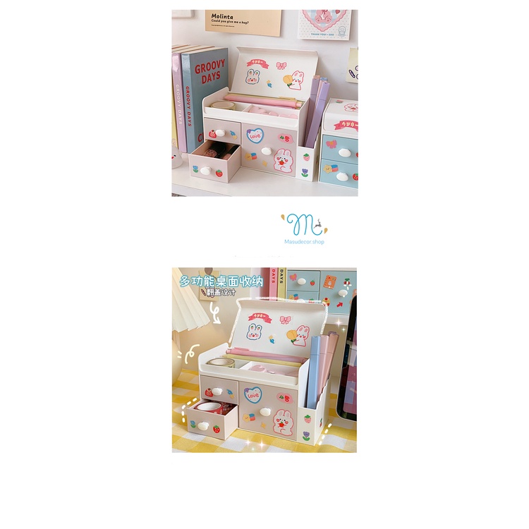 Kệ đa năng trắng xanh có nắp đậy như hình 🌈