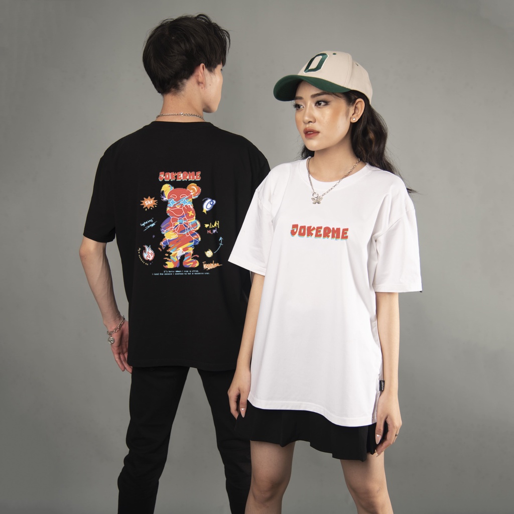 Áo thun unisex in hình gấu jokerme nasa form rộng , áo local brand chính hãng full tag nam nữ Nigust N224