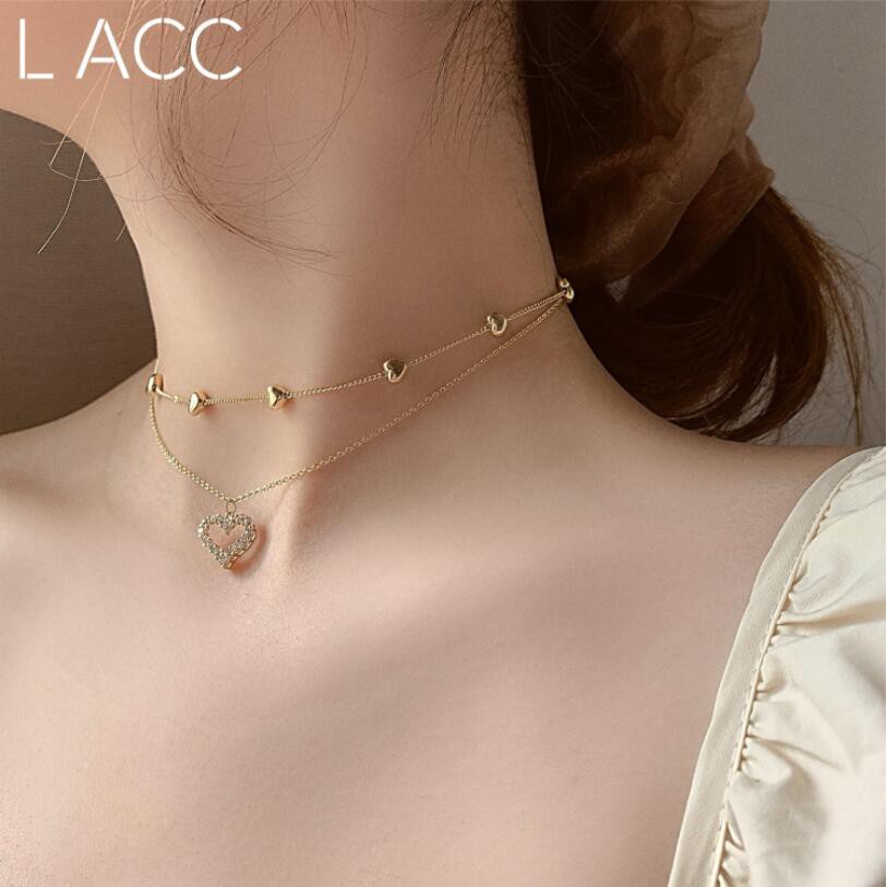 Dây Chuyền Mạ Vàng 14k Nhiều Lớp Mặt Hình Trái Tim