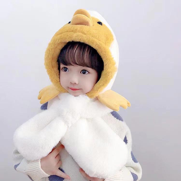 Mũ Len Cho Bé Trai Bé Gái Kèm Khăn Chéo 3-8 Tuổi Mẫu Vịt M28