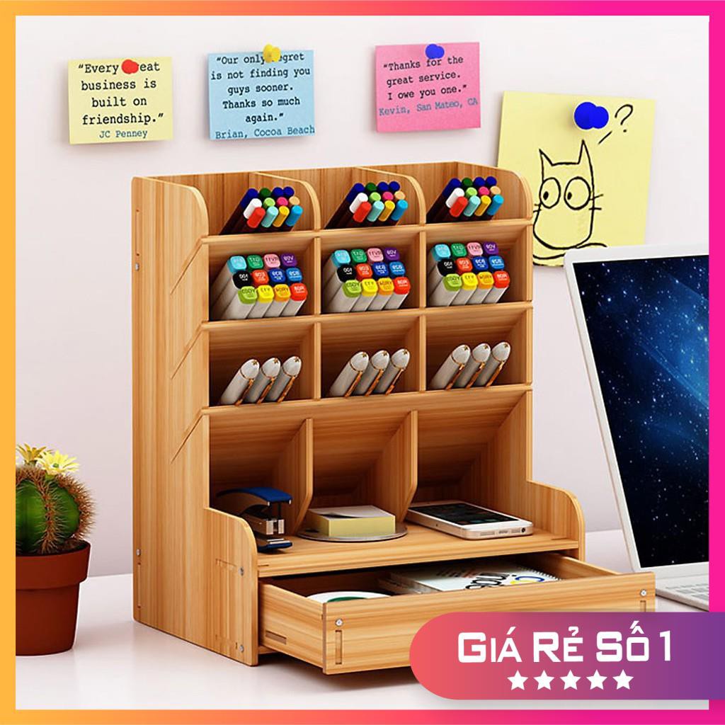 Giá Kệ Gỗ Cắm Bút B11 𝗙𝗥𝗘𝗘 𝗦𝗛𝗜𝗣 Đựng đồ dụng học tập &văn phòng phẩm để bàn có nhiều ngăn giao màu ngẫu nhiên | BigBuy360 - bigbuy360.vn
