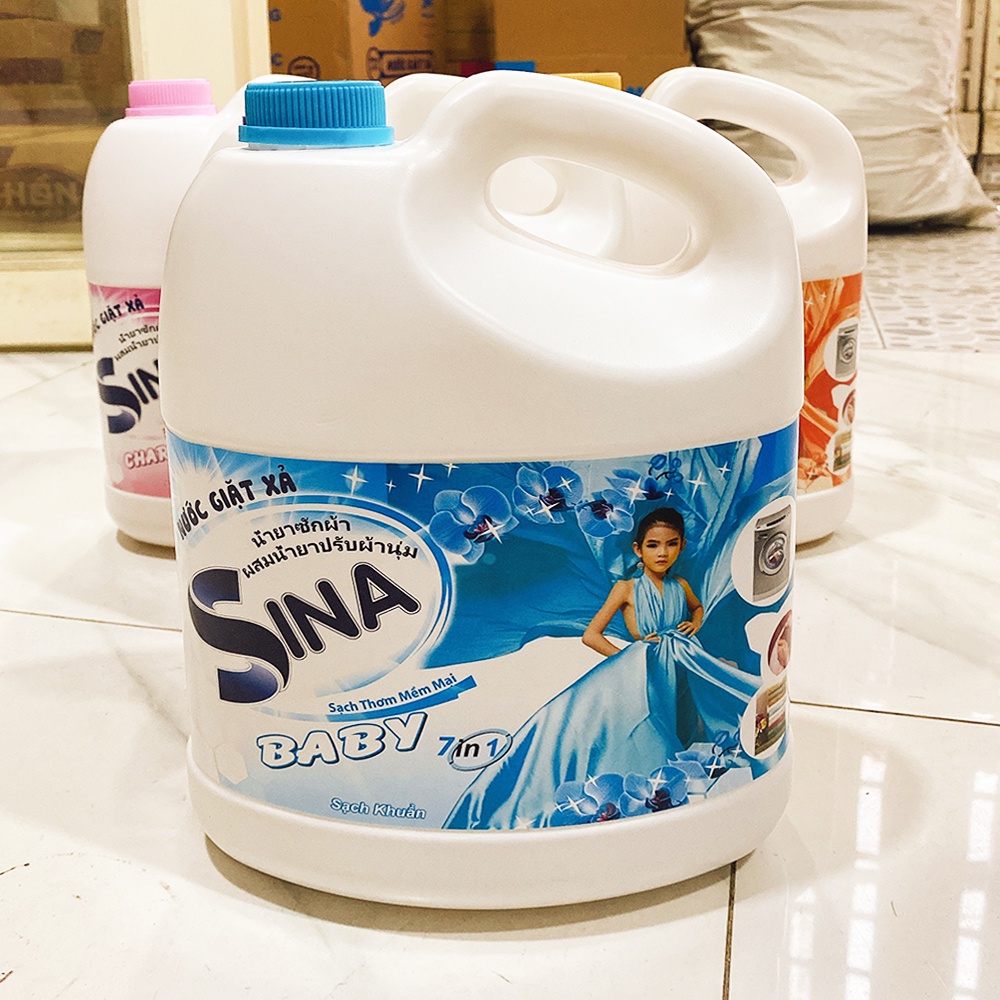 [ BÌNH TO - GIẶT THƠM, MỀM VẢI ] CAN 3000ml nước giặt xả làm mềm vải 7in1 Sina công nghệ Thái Lan (Date: 36 tháng)