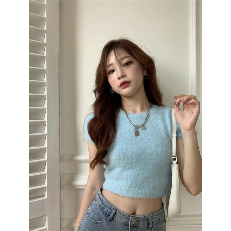 Áo Dệt Kim Chui Đầu Cổ Tròn Dáng Ngắn Thời Trang Mùa Xuân 2021 | BigBuy360 - bigbuy360.vn