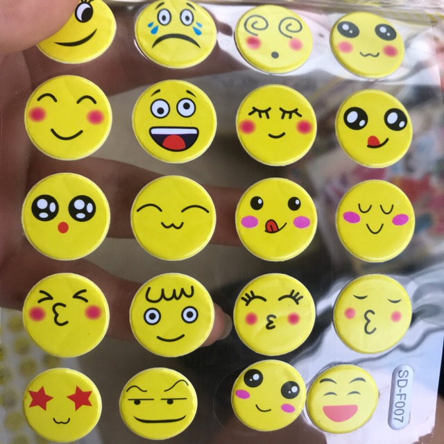 1 miếng sticker nổi icon cảm xúc trang trí điện thoại, máy tính, sổ tay