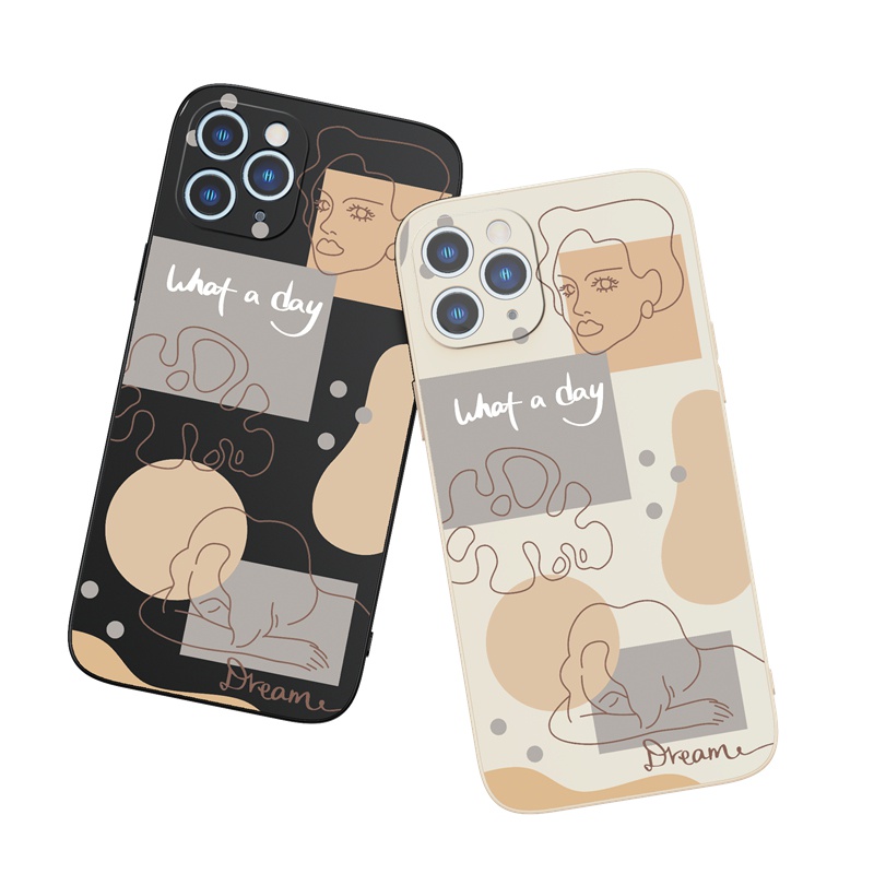 Ốp lưng iphone Ốp điện thoại Suntaiho silicon mềm hình nét vẽ cô gái cho iPhone 13 12 11 Pro Max X XR Xs Max 7 8 Plus 12mini 13mini