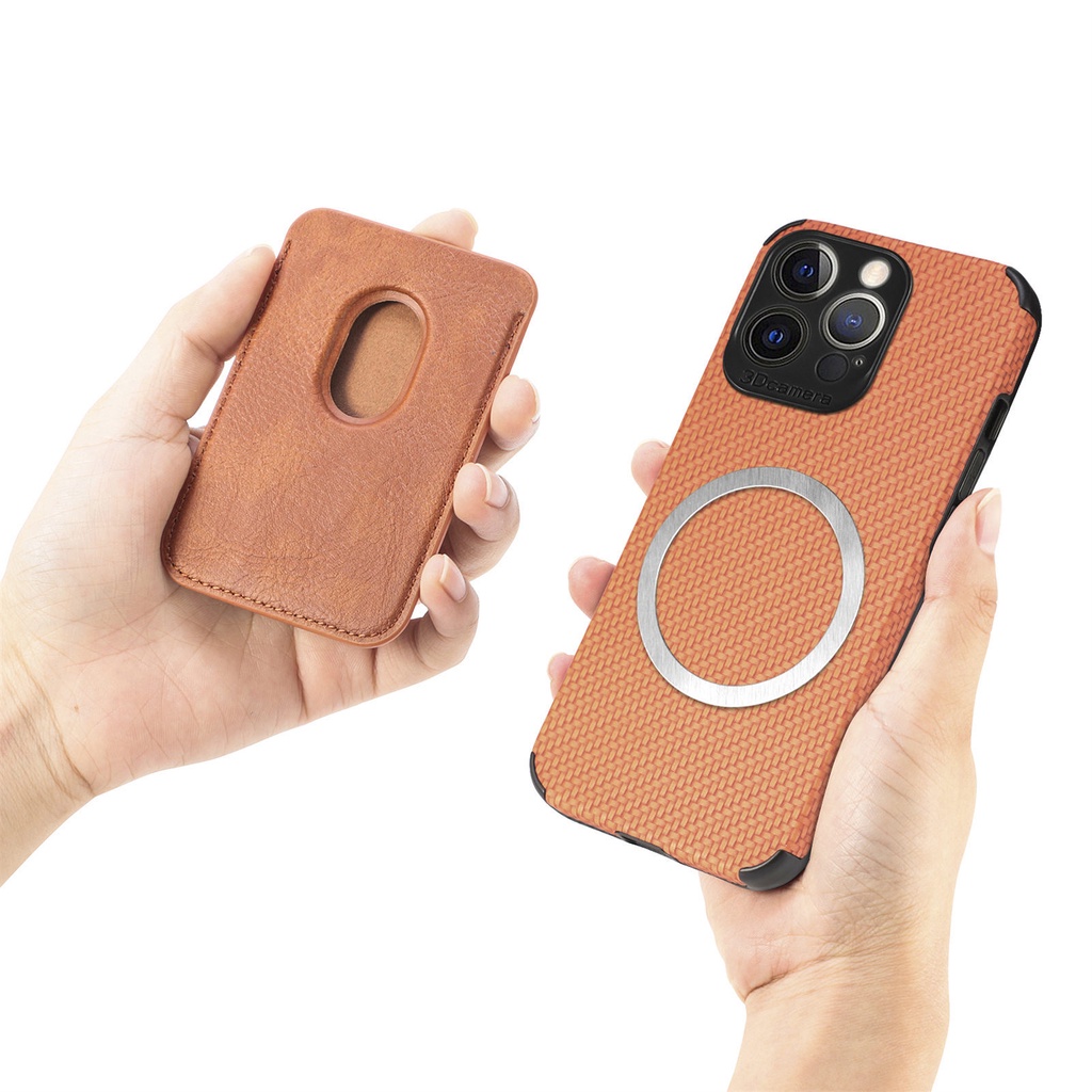 Ốp Điện Thoại Bằng Sợi Carbon Có Ngăn Đựng Thẻ Cho iPhone 13 12 14 XS