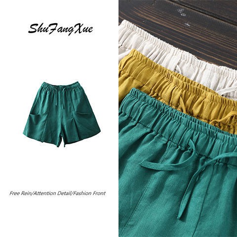 Quần ngắn ống rộng Lưng Thun Thời Trang Mùa Hè 2021 Cho Nữ