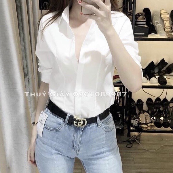 Áo sơ mi nữ trắng ❤️𝑯𝒐𝒕𝒕𝒓𝒆𝒏𝒅❤️ cổ đức đi học đi làm công sở dài tay phom vừa chất vải dầy dặn chống nhăn siêu thoải mái