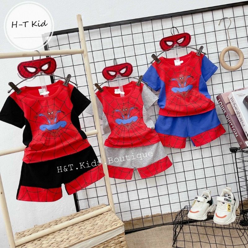 Bộ siêu nhân cộc tay kèm kính chất cottn tàu