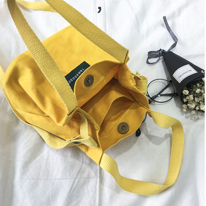 Túi đeo chéo vải canvas đơn giản thời trang phong cách Hàn Quốc