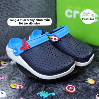 Dép sục cross literide màu xanh navy cho bé trai bé gái siêu êm chân, chống trơn trượt bảo vệ ngón chân
