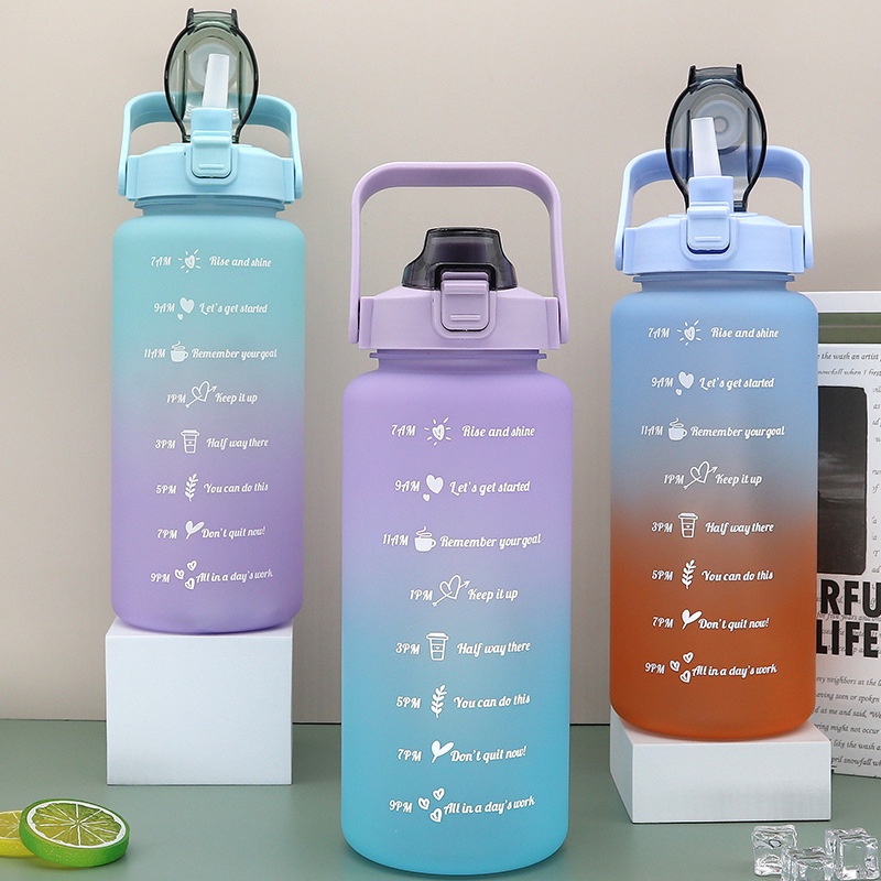 Bình Nước Tập Gym, Dễ Thương 2L Có Vạch Báo Giờ Uống Nước, Tặng kèm Sticker dễ thương