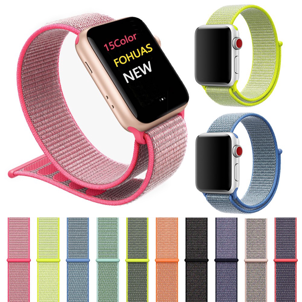 Dây đeo đồng hồ nylon thay thế cho iWatch 1 / 2 / 3 / 4 / 5 / 6 / se 38mm 40mm 42mm 44mm