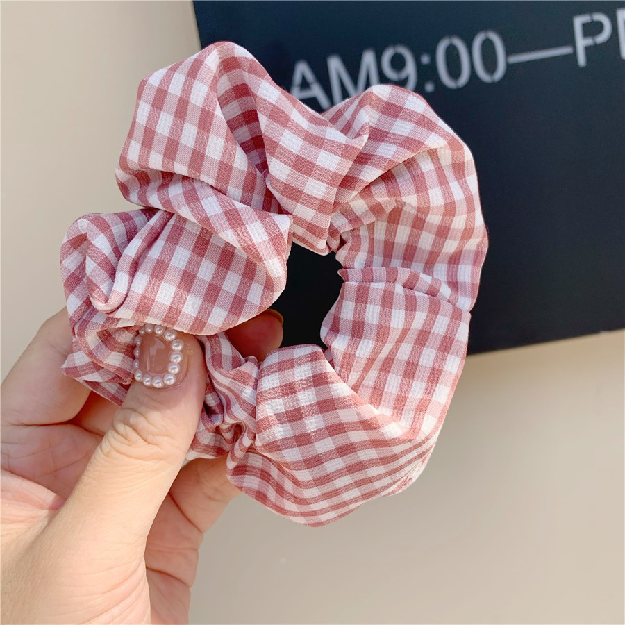 Dây Cột Tóc Scrunchies Họa Tiết Kẻ Sọc Cho Nữ
