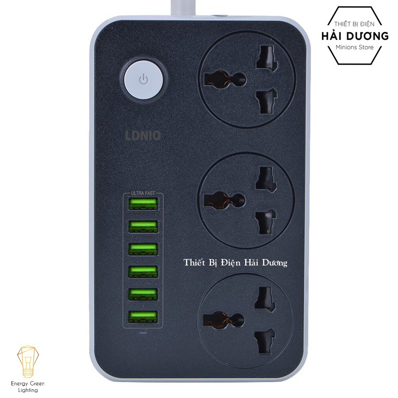 Combo Bộ 3 Ổ cấm điện thông minh 6 USB sạc nhanh 3.4A siêu chịu tải chịu nhiệt công suất cao