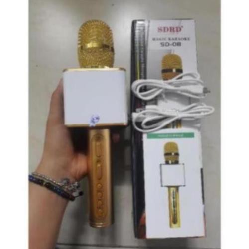 Mic Karaoke không dây SD-08 kèm loa bluetooth hàng loại 1 âm thanh cực chuẩn BH 6 tháng