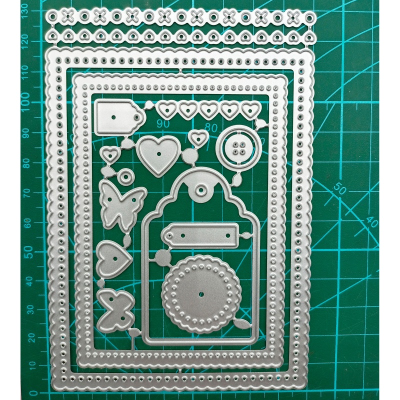 Khuôn Cắt Giấy Kim Loại Khung Viền Ren Hình Chữ Nhật