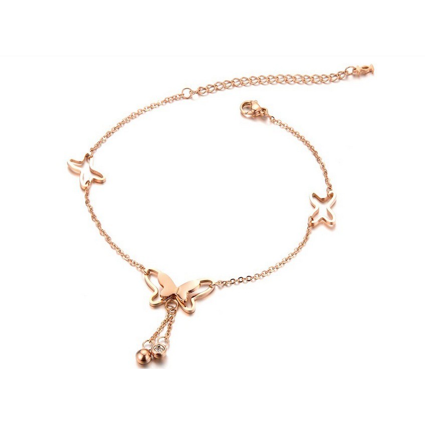 Lắc chân titan inox con bướm vàng hồng | BigBuy360 - bigbuy360.vn