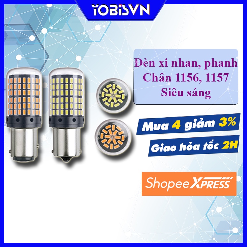 (12 - 24V) - Bóng đèn Led 1156, 1157 ánh sáng trắng, vàng trong suốt hàng xịn