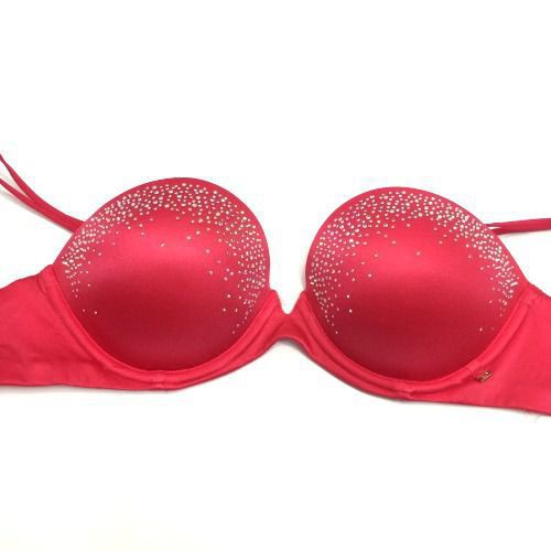 Áo ngực cup ngang mút dầy nâng ngực tháo dây đỏ đính xoàn Victoria's Secret ( TH115 )