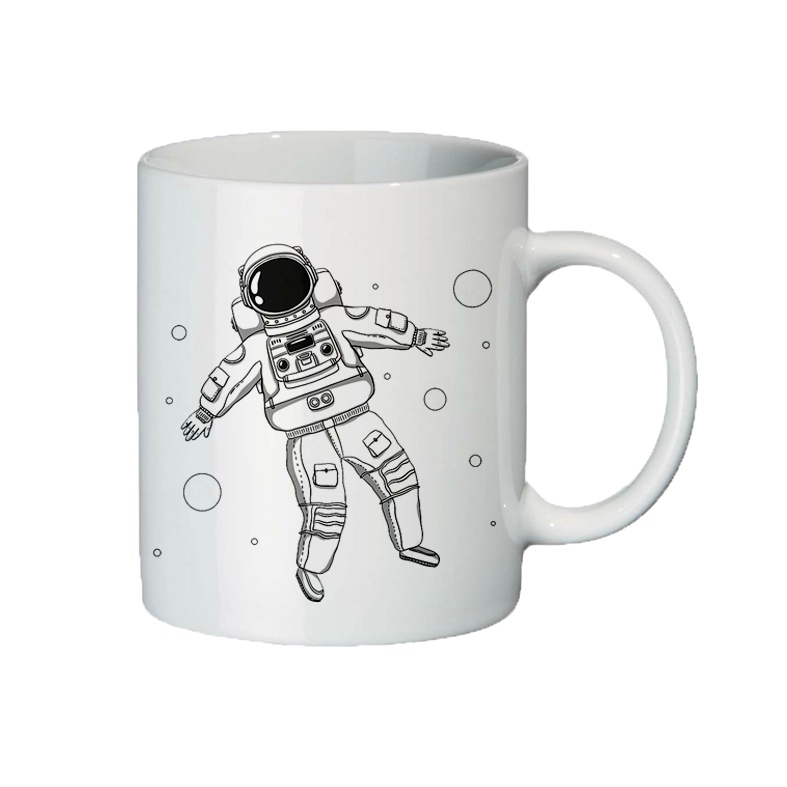 Cốc Sứ Dễ Thương Phi Hành Gia đen trắng lofi  300ml  decor, quà tặng, in logo theo yêu cầu - SunStoreVN