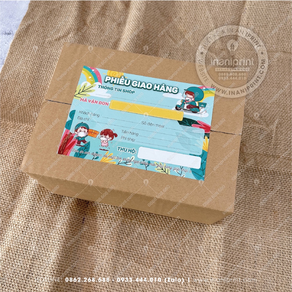 Phiếu Giao Hàng, Giấy Giao Hàng, Phiếu Ship Hàng, Giấy Ghi Mã Vận Đơn – Kích Thước 14cm x 10cm - Có Keo Mặt Sau