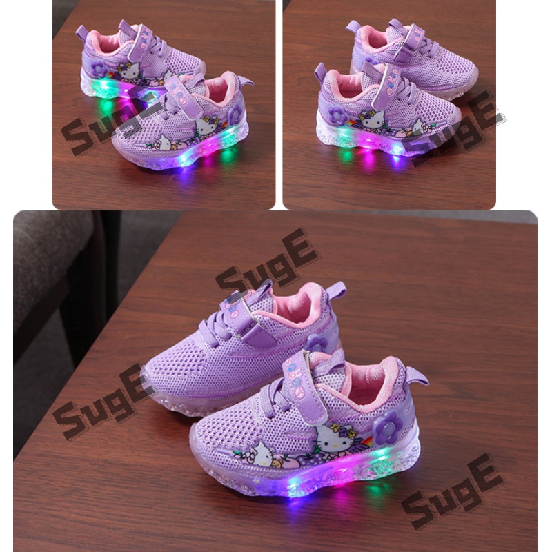 SUGE Giày Công Chúa Có Đèn Phát Sáng Dễ Thương Cho Bé Gái Size 21-30