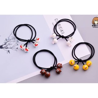 Cột tóc hình gấu và vịt xinh