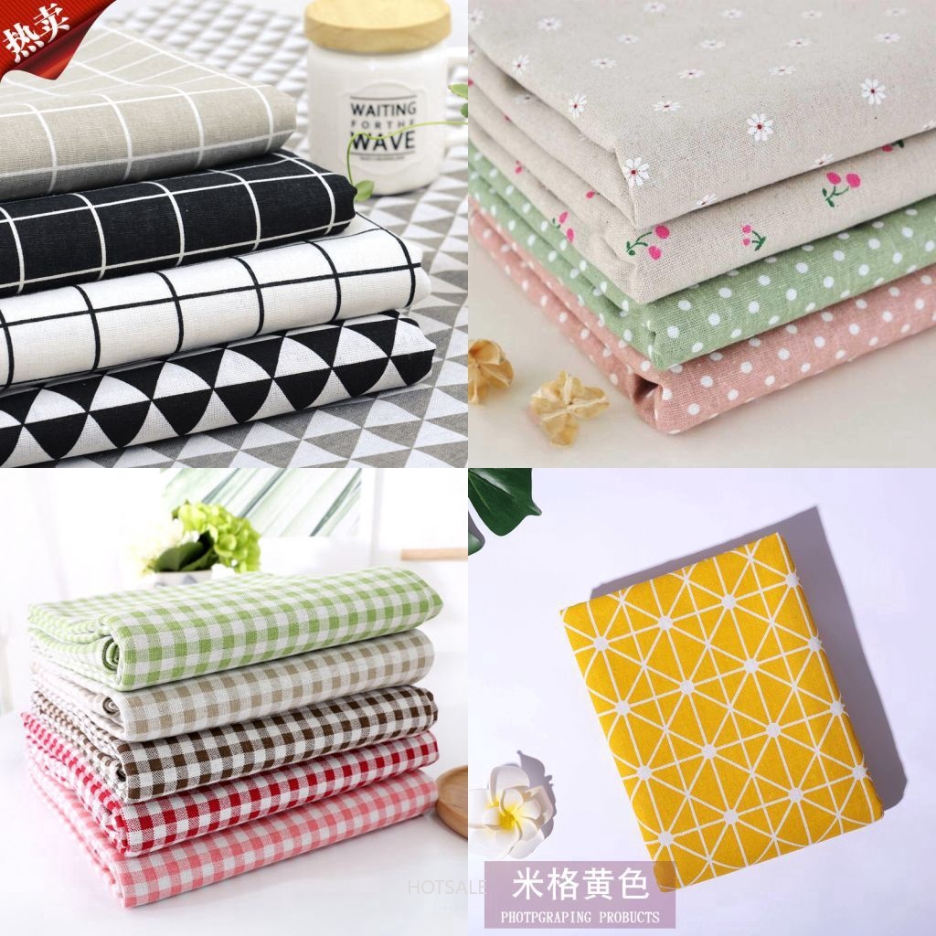 Khăn trải bàn ăn chống bụi họa tiết kẻ ô màu đen bằng cotton lanh